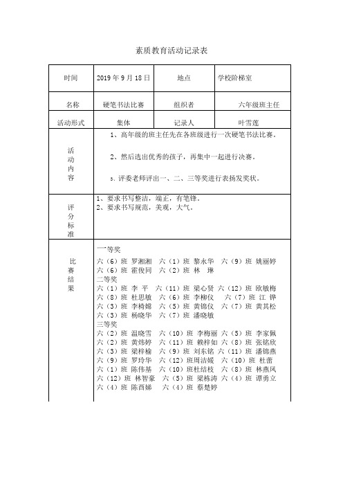 素质教育活动记录1
