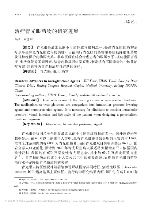 治疗青光眼药物的研究进展_武峰