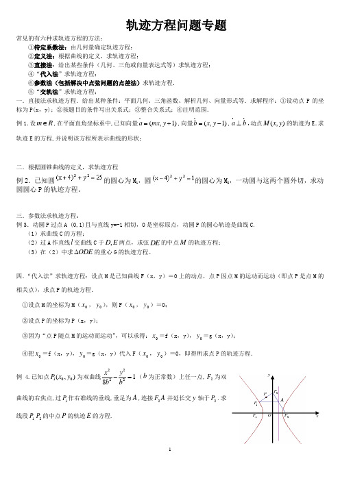 轨迹方程问题专题-求轨迹方程