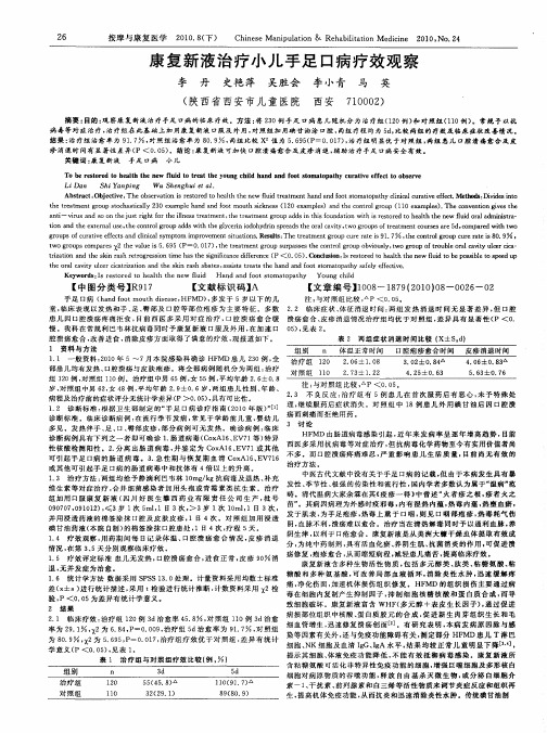 康复新液治疗小儿手足口病疗效观察