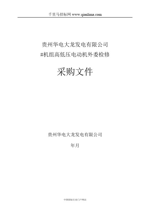 机组高低压电动机外委检修采购招投标书范本