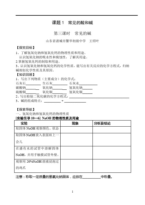 常见的酸和碱第三课时