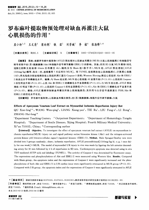 罗布麻叶提取物预处理对缺血再灌注大鼠心肌损伤的作用