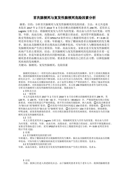 首次脑梗死与复发性脑梗死危险因素分析