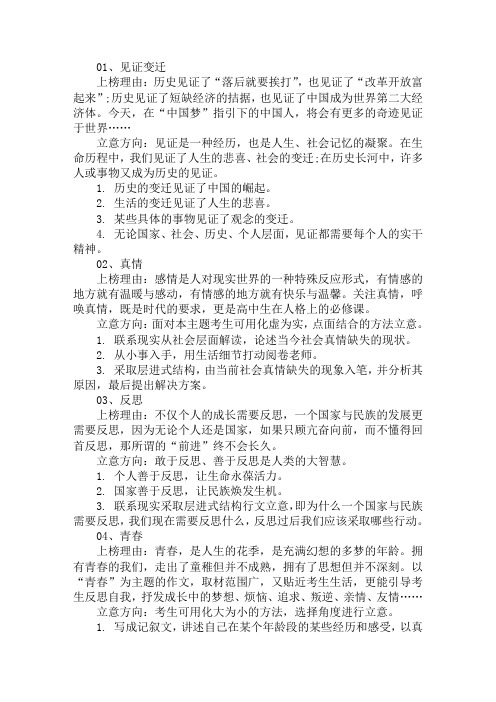 2019热门高考作文话题