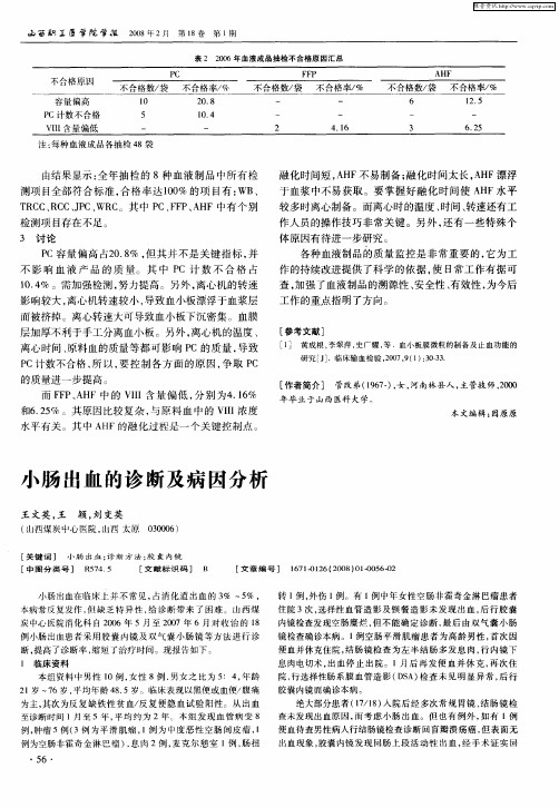 小肠出血的诊断及病因分析