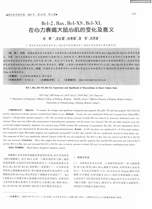 Bcl-2,Bax,Bcl-XS,Bcl-XL在心力衰竭大鼠心肌的变化及意义