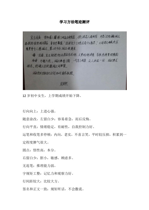 学习方法笔迹测评