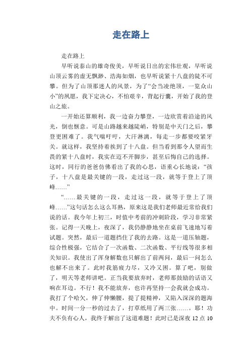 初中生满分作文：走在路上