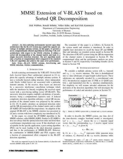 MMSE Extension of V-BLAST Sorted QR Decompositionbased on