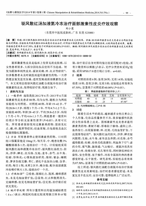 驱风散红汤加液氮冷冻治疗面部激素性皮炎疗效观察