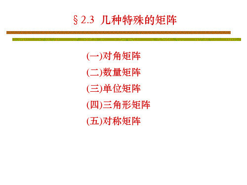(人大版)线性代数PPT课件：2.3    几种特殊的矩阵