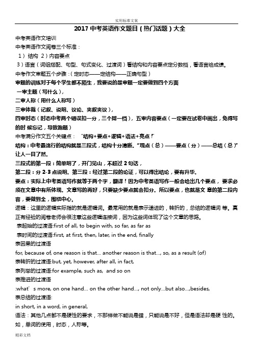 2018人教版中考英语作文热点话题和例文
