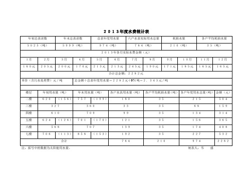 2013年水费统计表