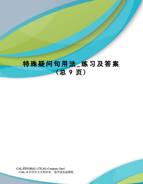 特殊疑问句用法_练习及答案