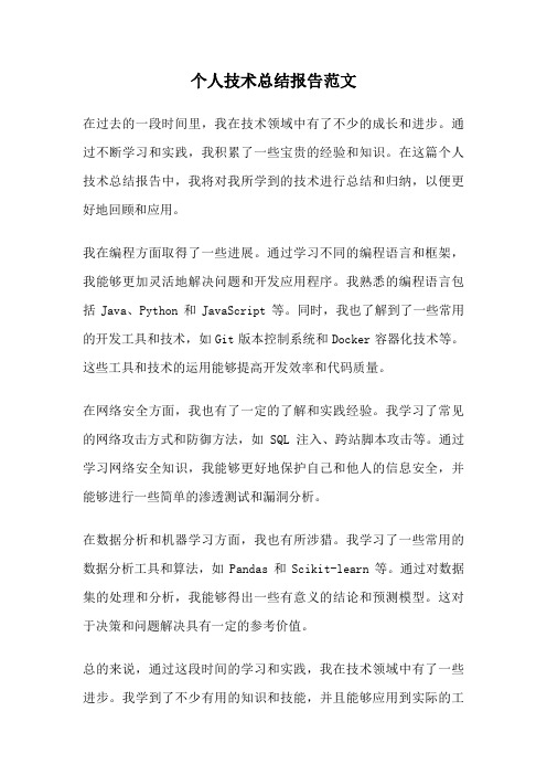 个人技术总结报告范文