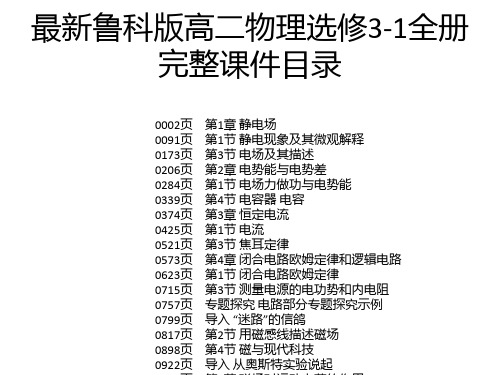 最新鲁科版高二物理选修3-1全册完整课件