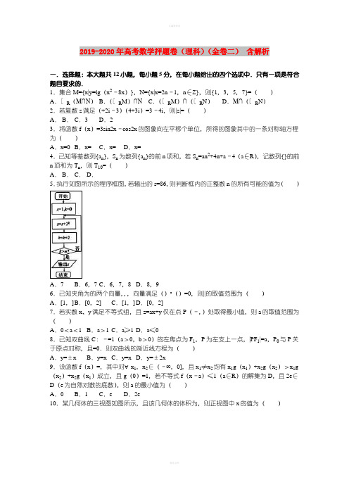2019-2020年高考数学押题卷(理科)(金卷二) 含解析