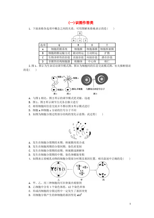 优化方案(浙江专用)高考生物二轮复习特色专项训练1热点题型冲刺(一)识图作答类