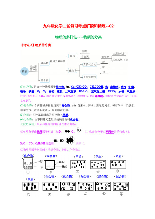 九年级化学二轮复习考点解读和精炼----02----物质的分类