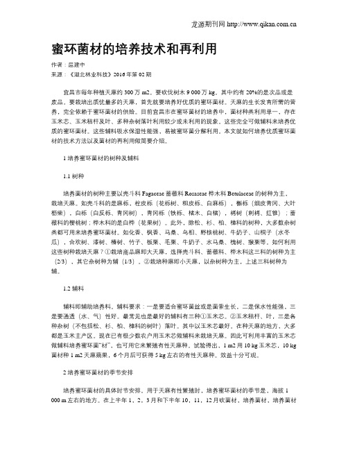 蜜环菌材的培养技术和再利用