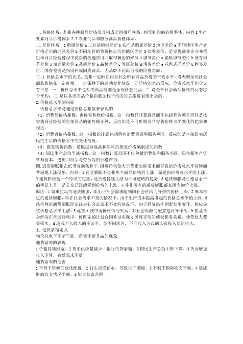 价格重点知识点