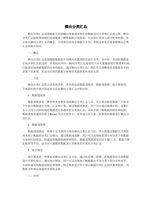 横向分类汇总