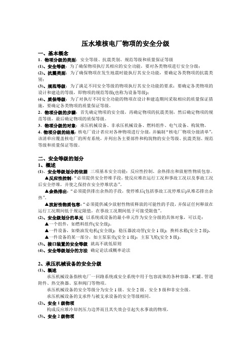 压水堆核电厂物项的安全分级