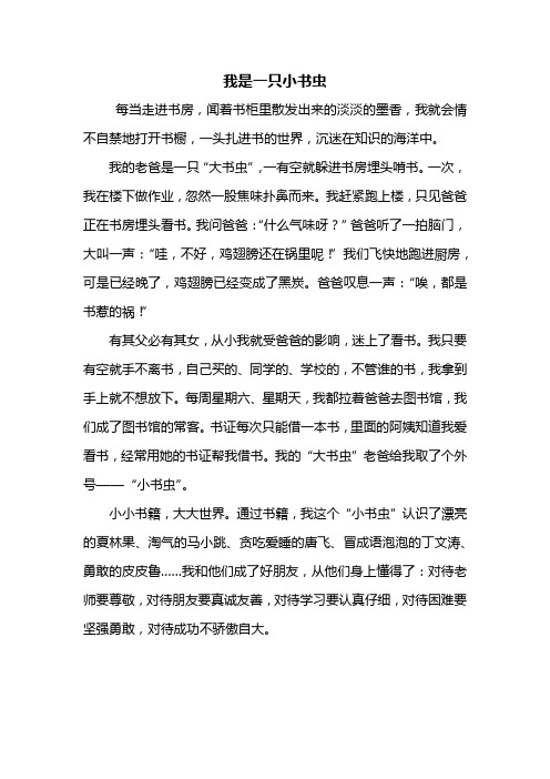 六年级作文：我是一只小书虫作文500字