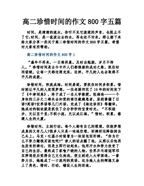 高二珍惜时间的作文800字五篇