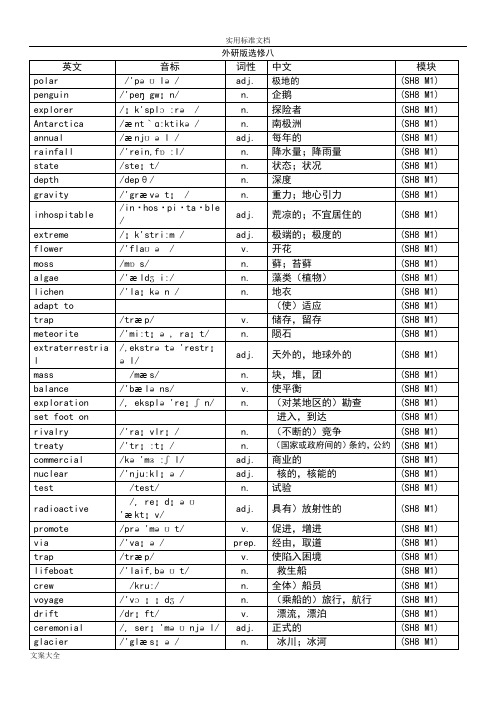 外研版英语选修八(带音标)