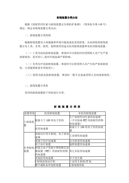 射线装置分类办法