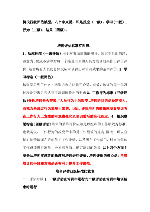 柯氏四级培训效果评估法