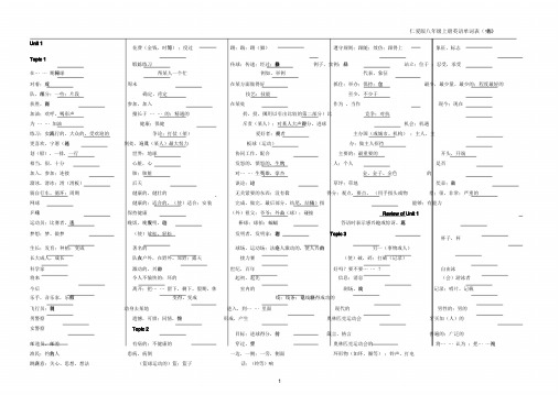 2013年新仁爱版英语八年级上册单词表(中文版)