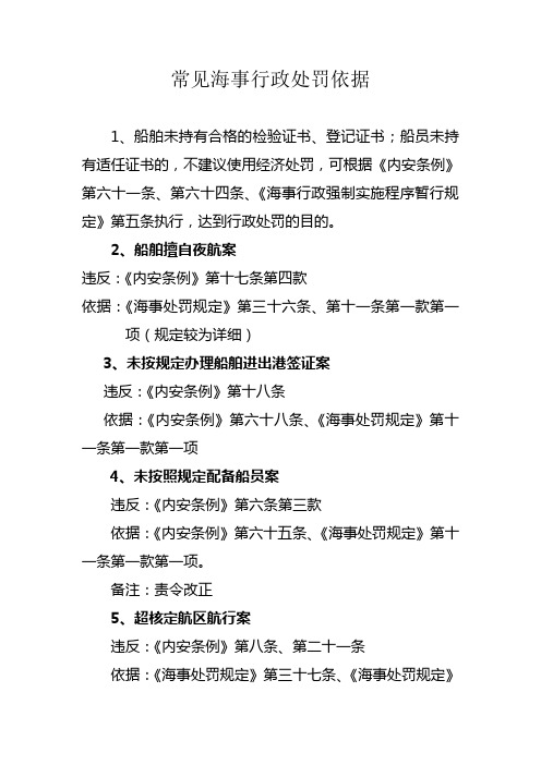 海事行政处罚依据