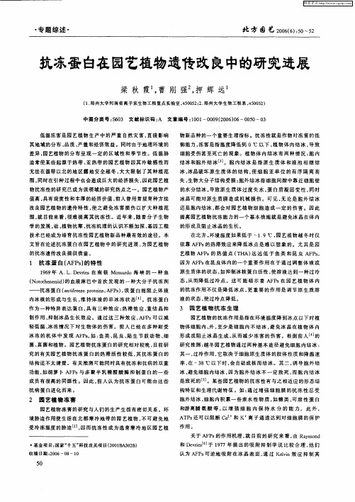 抗冻蛋白在园艺植物遗传改良中的研究进展