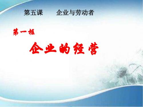 人教版思想政治必修1经济生活《企业的经营》课件