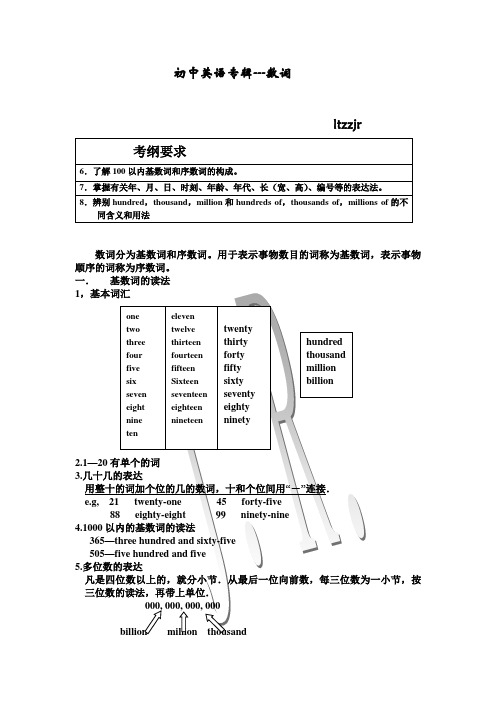 初中英语复习4--数词