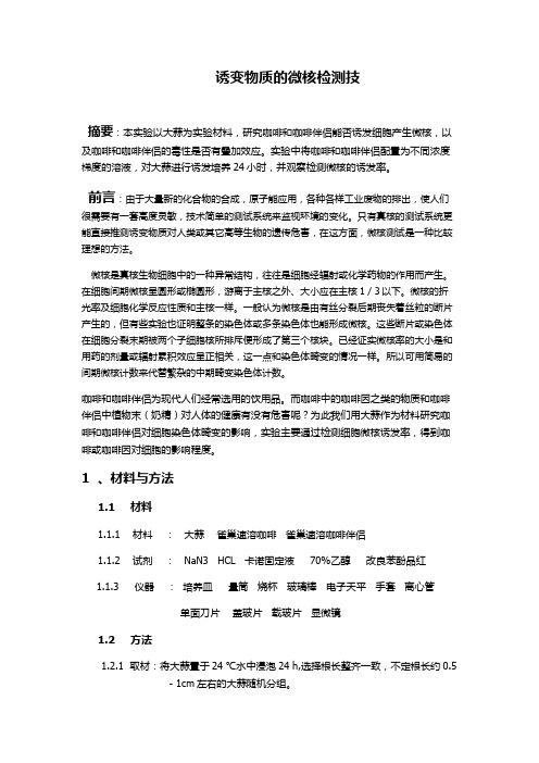 咖啡及伴侣对细胞的微核诱导