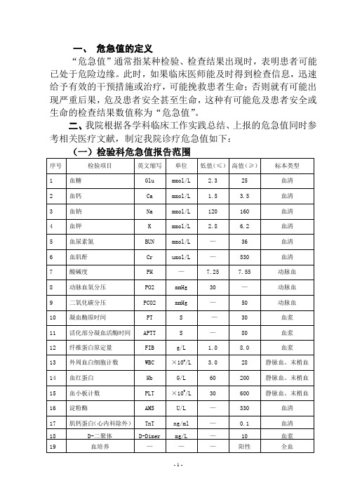 危急值报告制度和程序