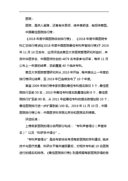 全国医院名录