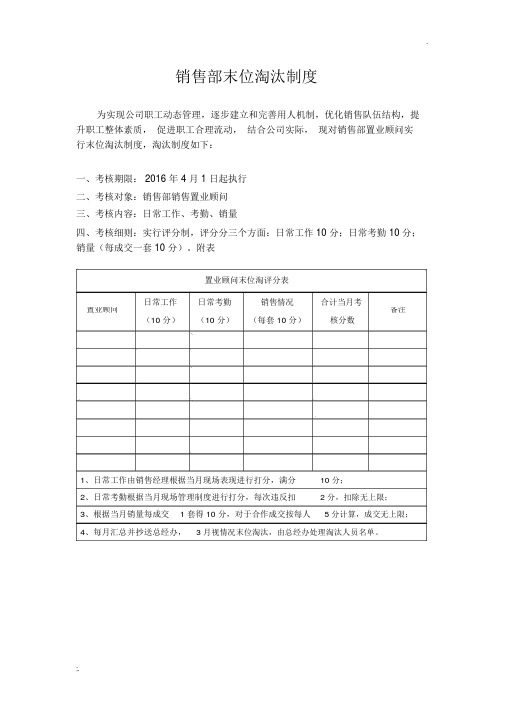 销售部末位淘汰制度