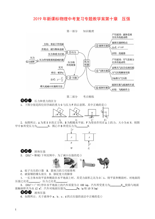2019年新课标物理中考复习专题教学案第十章   压强(含答案)【推荐】.doc
