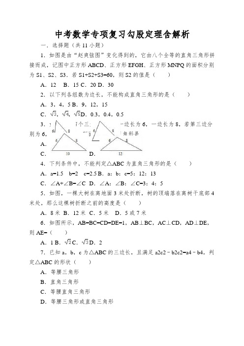 中考数学专项复习勾股定理含解析