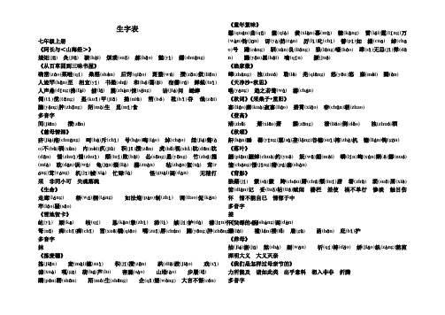 生字表