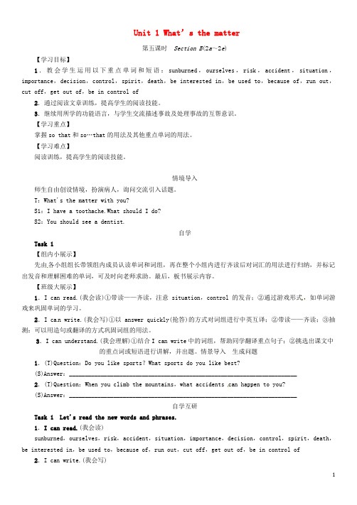 八级英语下册Unit1What’sthematter(第5课时)SectionB(2a-2e)导学案(新版)人教新目标版