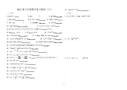 2014秋八年级数学复习测试(八)新人教版