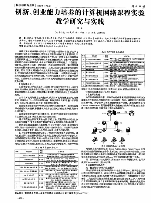 创新、创业能力培养的计算机网络课程实验教学研究与实践