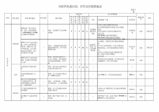 风险和机遇识别评价表