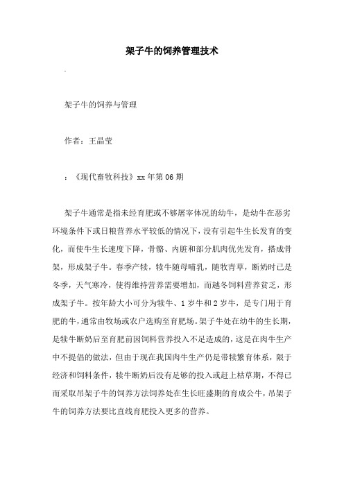 架子牛的饲养管理技术